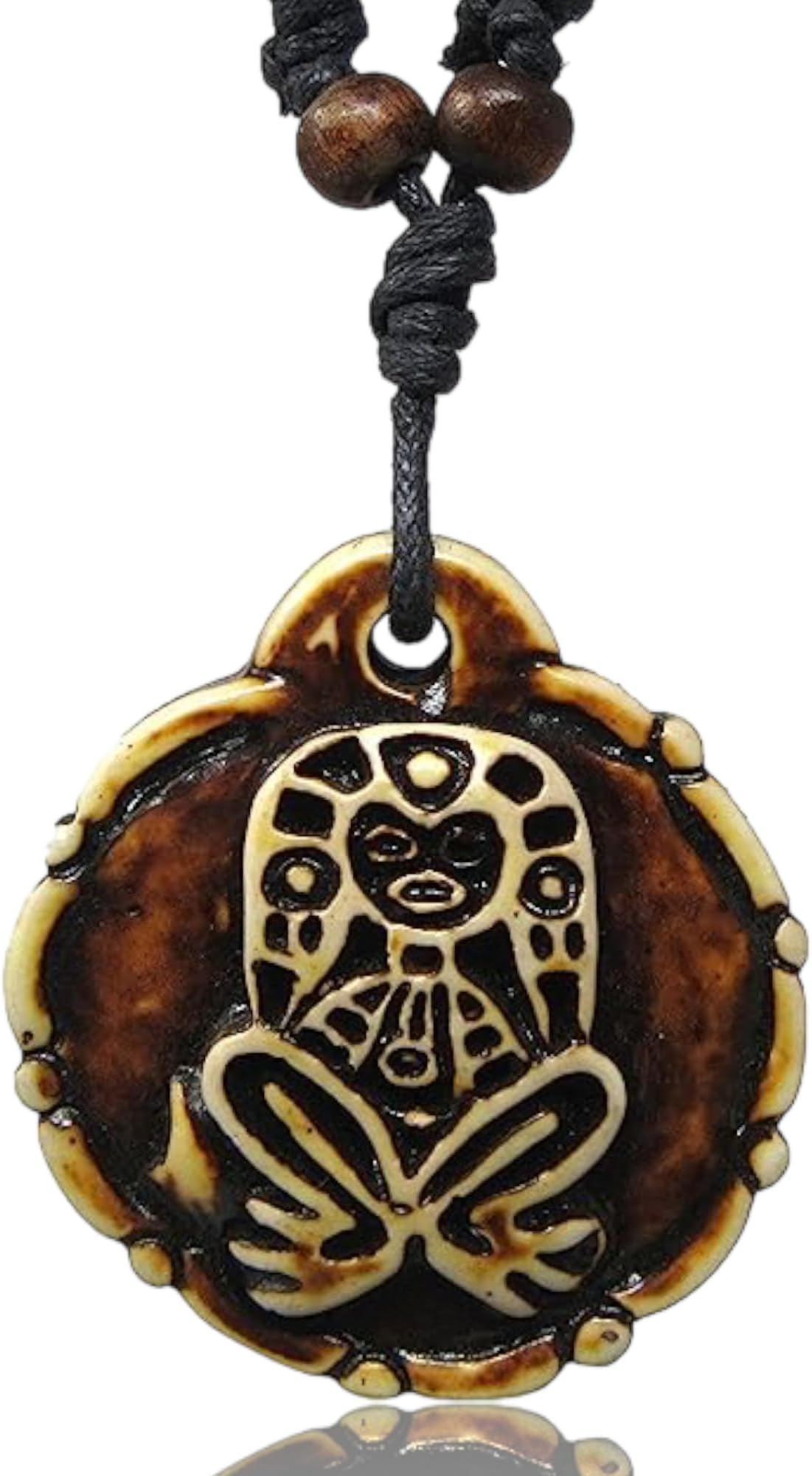 Taino Tribal Pendant Necklace – Frog Symbol, Turtle Design, Yin Yang Sun Motif Jewelry