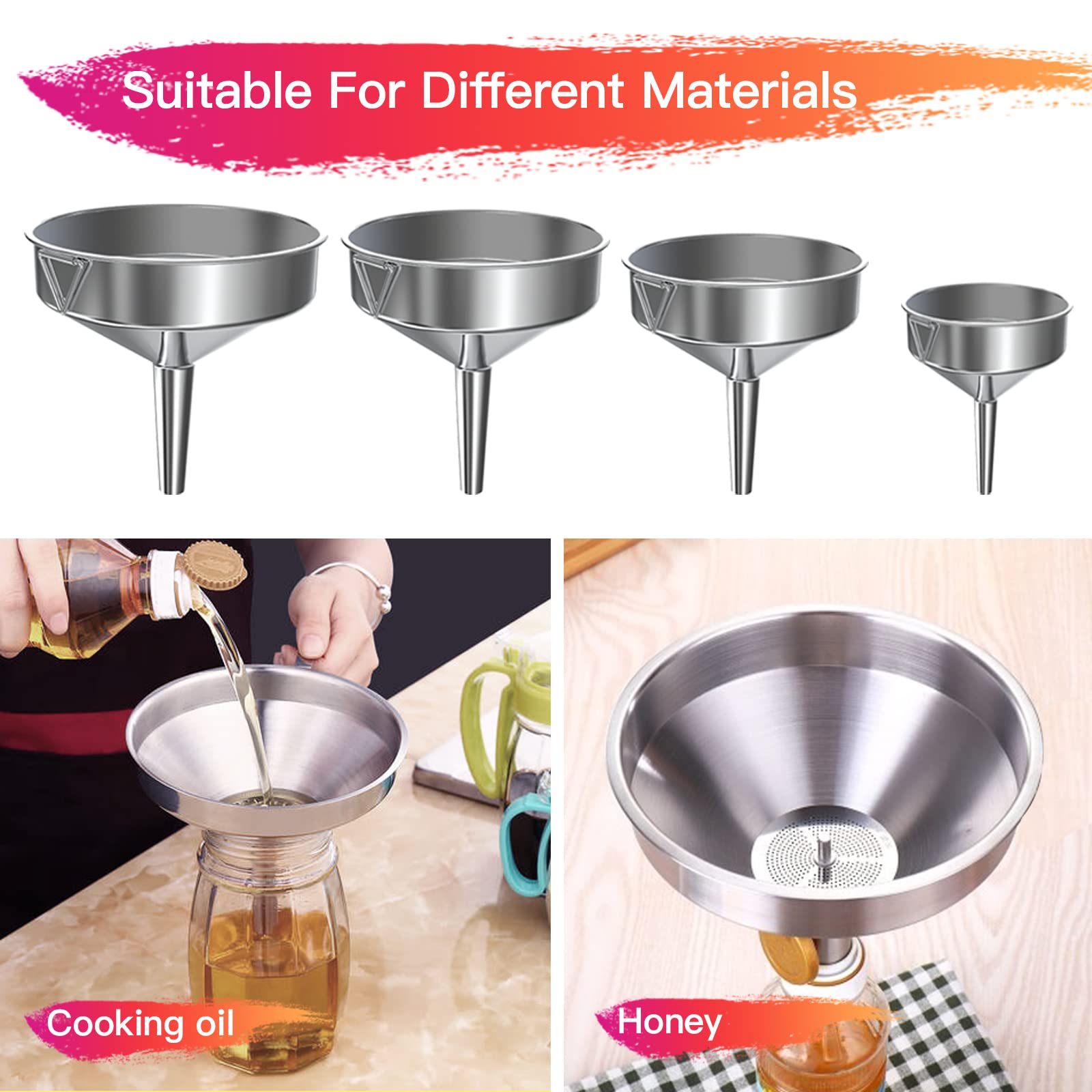 3 Imbuti In Acciaio Inox Per Cucina - Mini, Con Filtro, Per Liquidi E Spezie, 13/11/5.6 Cm - Foto 2