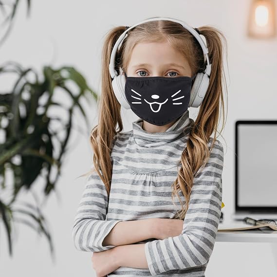 Cute Cat Face Mask, Kawaii Cotton Mouth Masks Reusable Washable Face Mask Anti-Dust Anime Masks for Women Men
