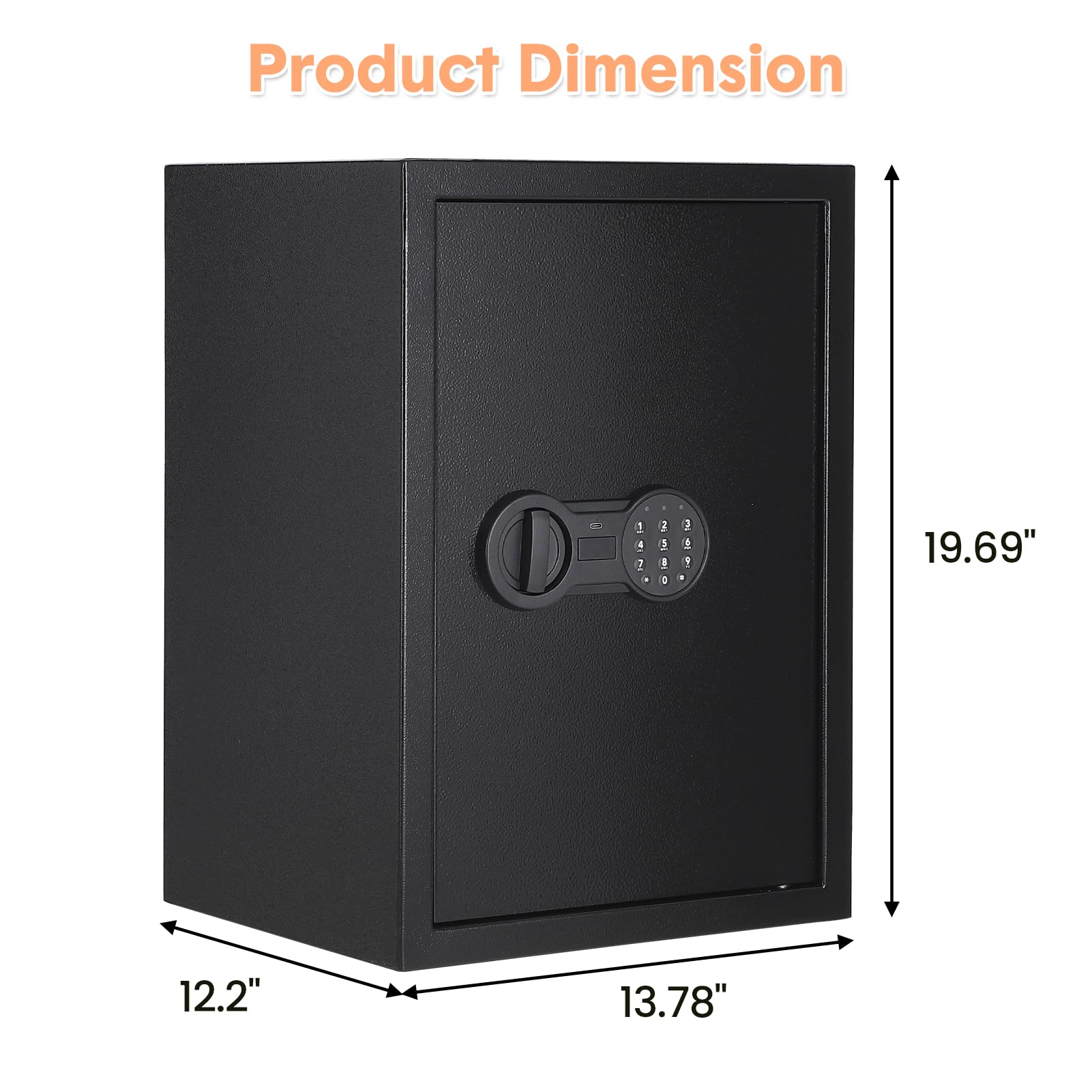 Garvee Caja de seguridad de acero con doble sistema de cierre, caja fuerte con resistente al fuego, impermeable, alarma, compartimento extraíble, montaje en pared/suelo, para dinero, joyas, documentos