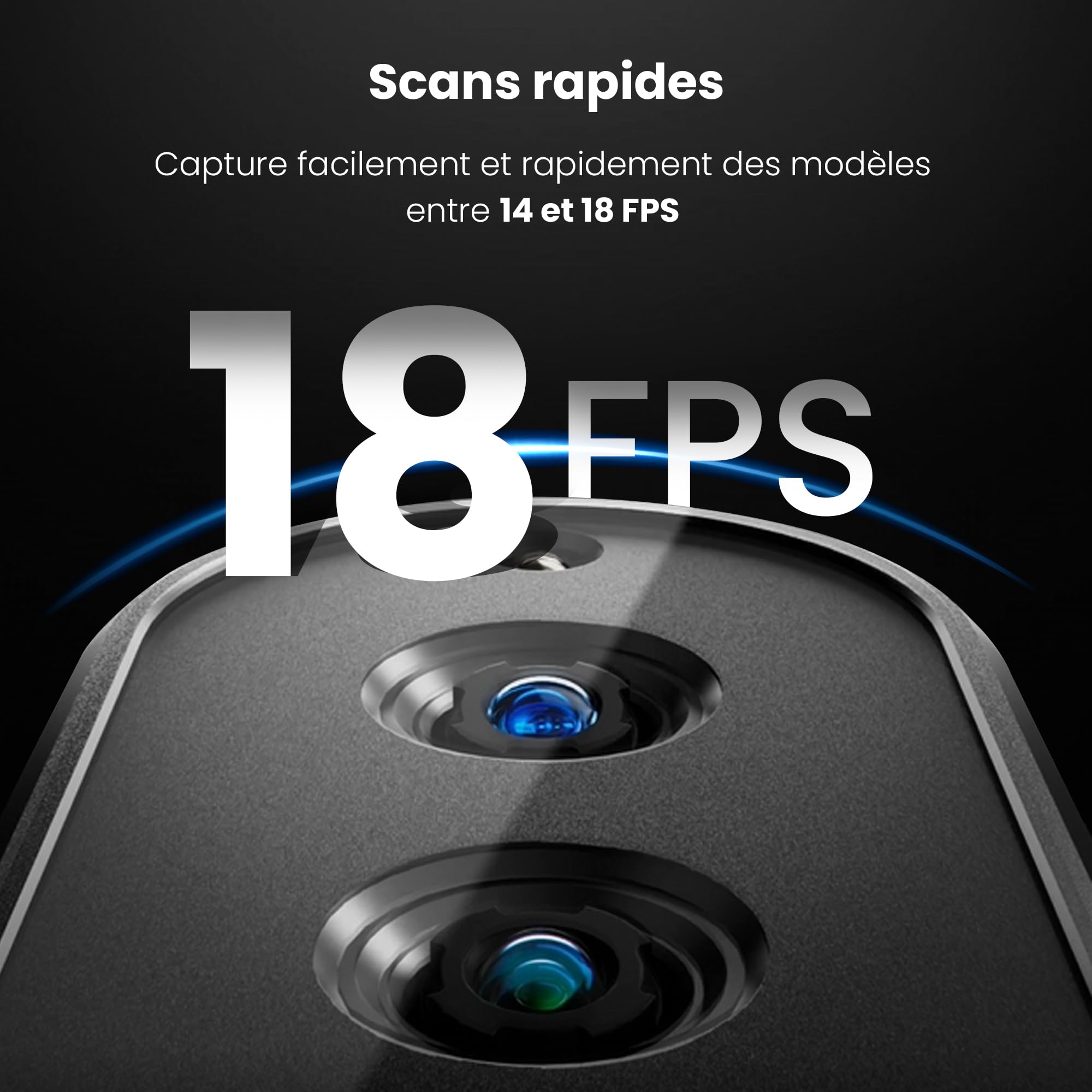 Revopoint INSPIRE Scanner 3D pour Impression 3D, Modèle 3D Scanner Portable jusqu’à 18FPS Vitesse de Scan 0.2mm de Fidélité, Scan 3D Couleur Compatible avec Android/iOS/Mac/Win