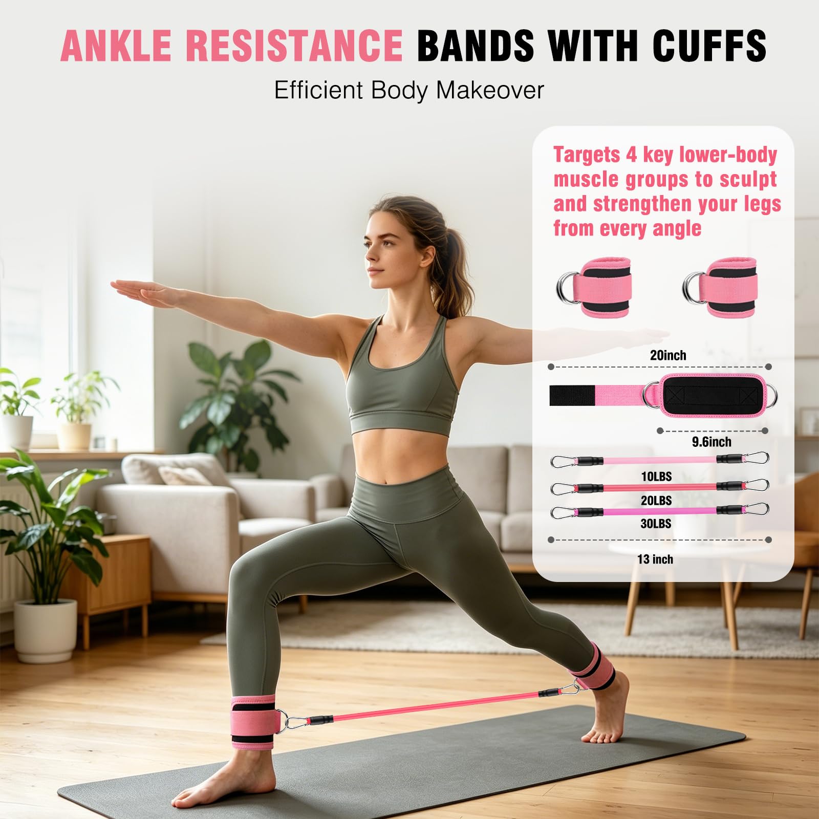 Juego de 18 anillos de pilates para mujer, equipo de pilates de entrenamiento en casa con bandas de resistencia, círculo mágico de 14 pulgadas, mini bola, kit de inicio de pilates para fuerza