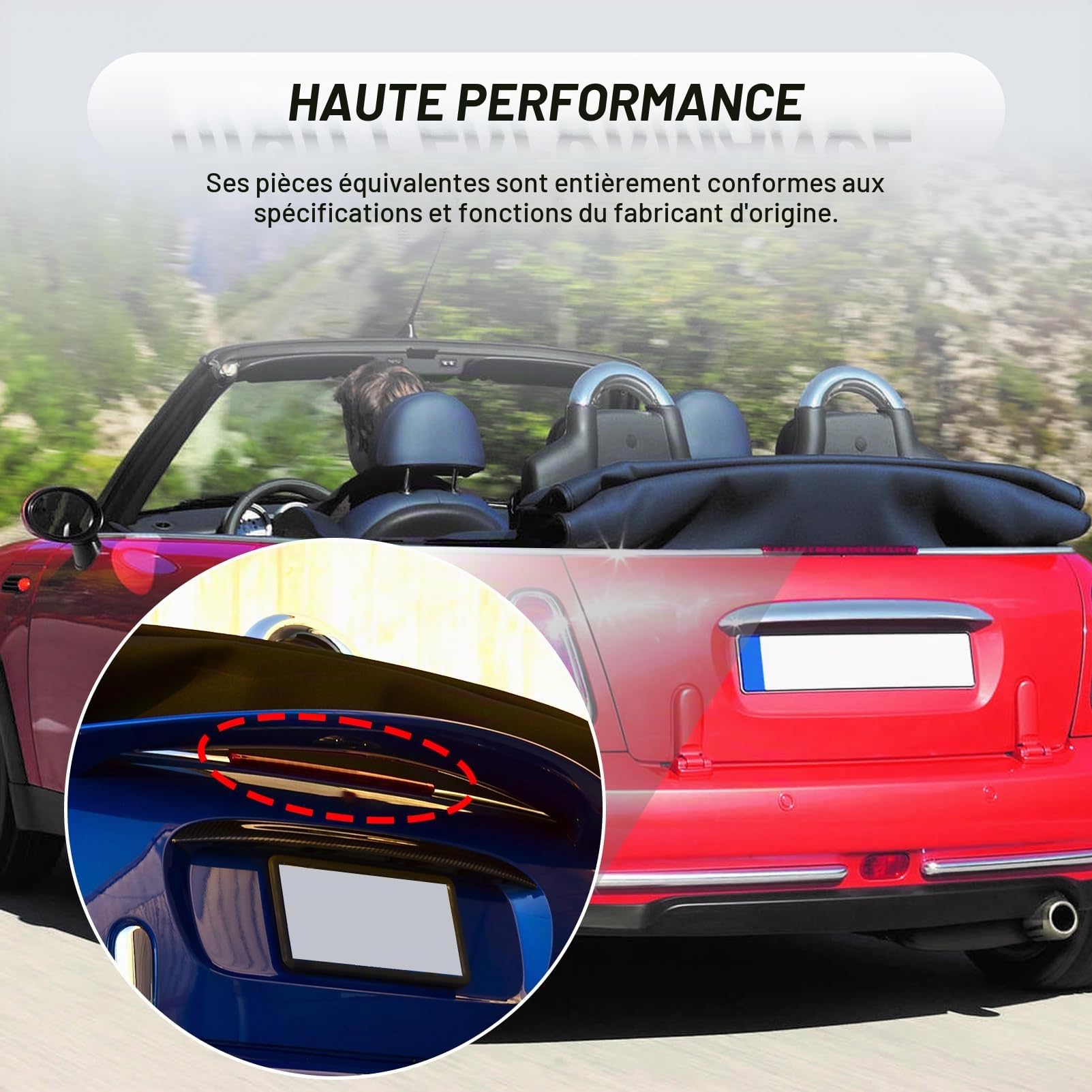 3e Feu Stop Mini Cooper Cabriolet R52, Rouge, 1 pièce | Remplace 63256961016, Remplace 63256961015, Lampe de Troisième Feu Stop, Feux Stop Arrière Feu Stop Central