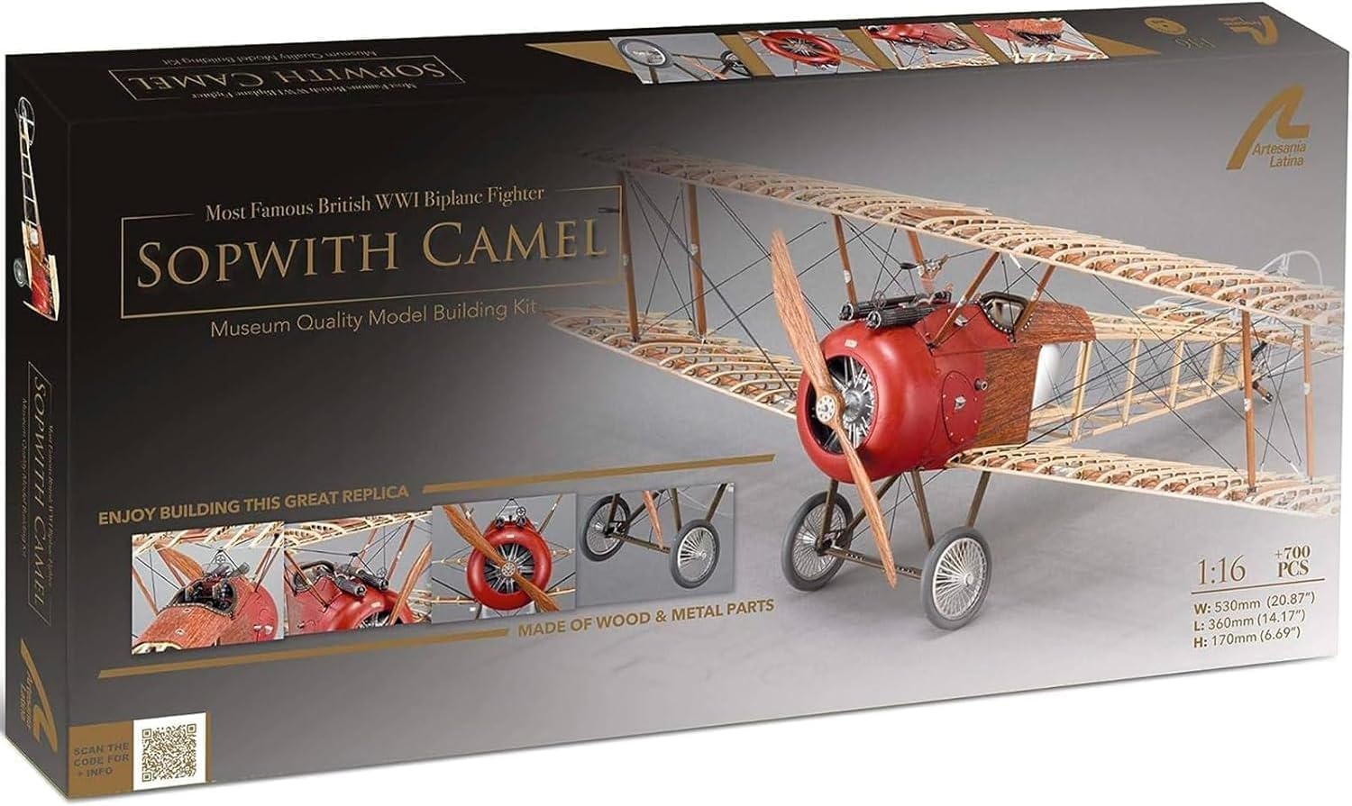 Artesanía Latina - Maquettes d'Avions en Bois, Métal et Photodécoupe pour Adultes (Sopwith Camel)