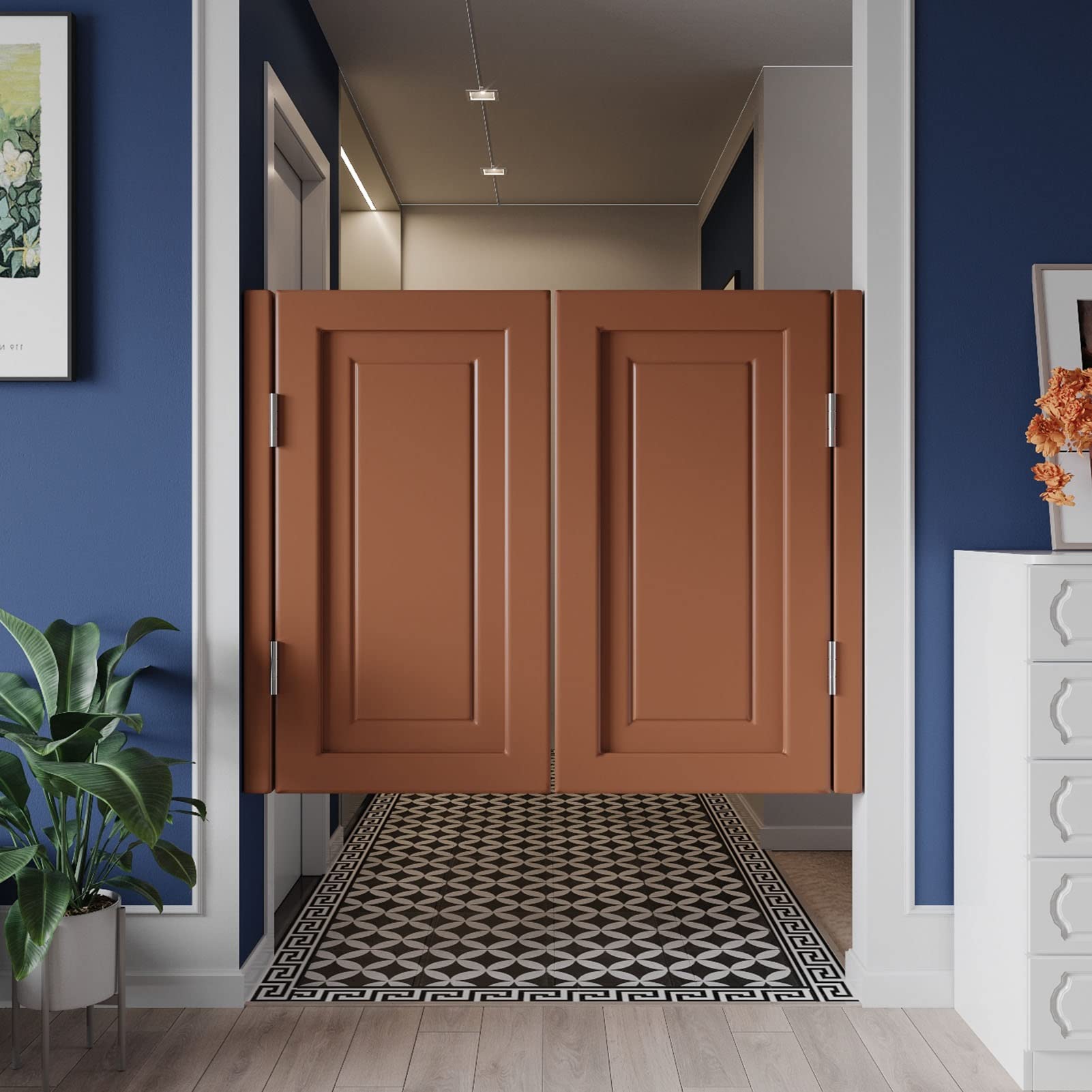 Porta battente interna in legno massello con cerniere in metallo per scale, bagno, camera da letto, balcone