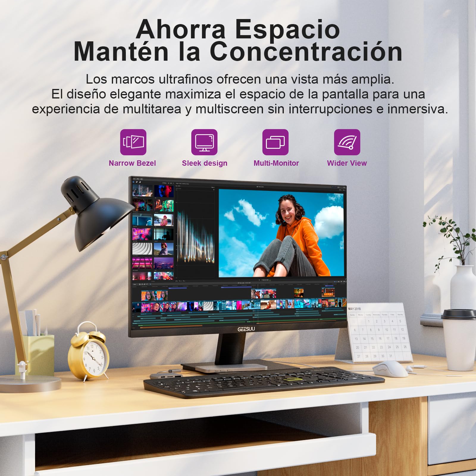 Monitor PC 24 Pulgadas, Computer Gaming Pantalla Ordenador 144Hz, Full HD, VESA 75x75mm, 6ms, VA, 99% sRGB, Luz Azul Baja, HDMI 2.0, DP1.2