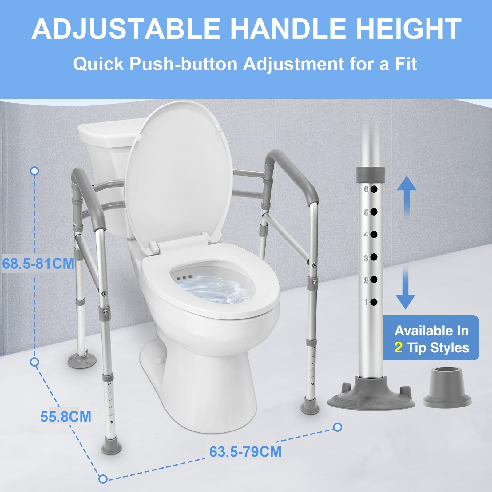 Supporto wc per anziani, Braccioli per wc, Supporto per WC regolabile, Barra Bagno Disabili, Braccioli Toilette, Supporto Mobile per WC, Per anziani, disabili e donne in gravidanza