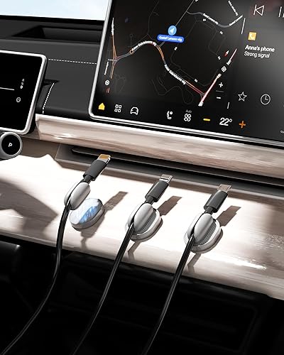 Miniatura 6 de Paquete de 6 clips magnéticos para cables, soporte de cable ajustable para gestión de cables debajo del escritorio, cargador adhesivo, organizador