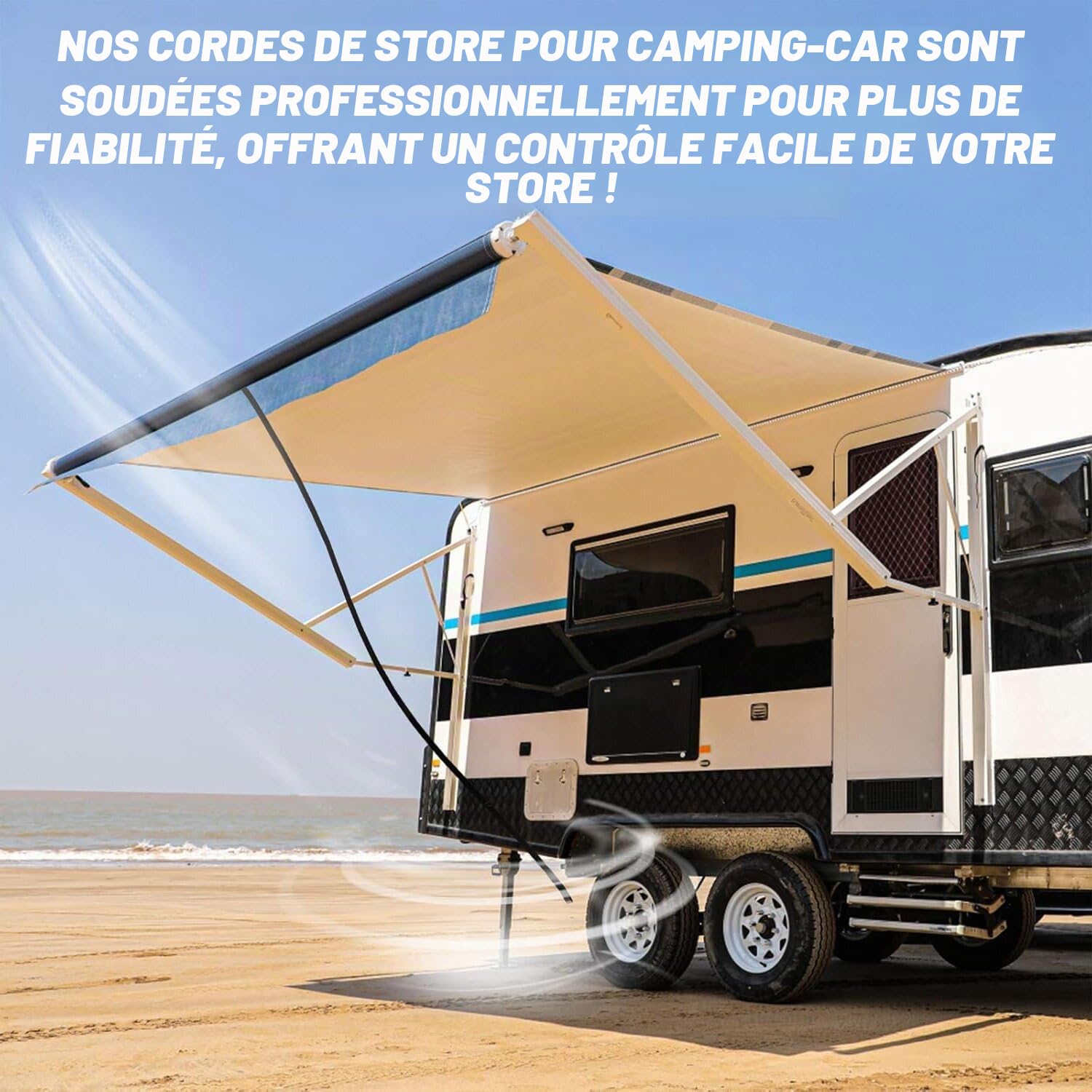 PASLFC Store tempête pour camping-car, sangle de protection contre les tempêtes, kit de fixation latérale pour la plupart des camping-cars et caravanes