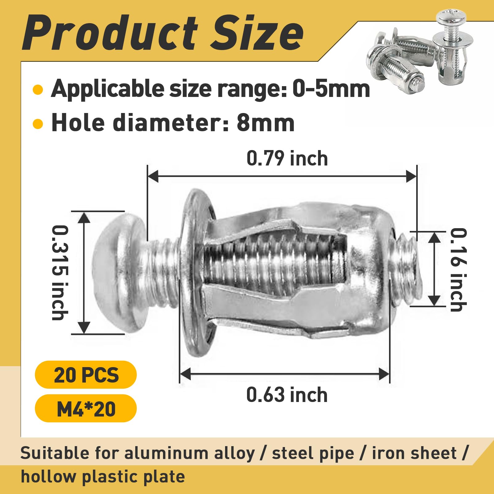 M4 Hollow Wall Anchors - 20 Pack -3