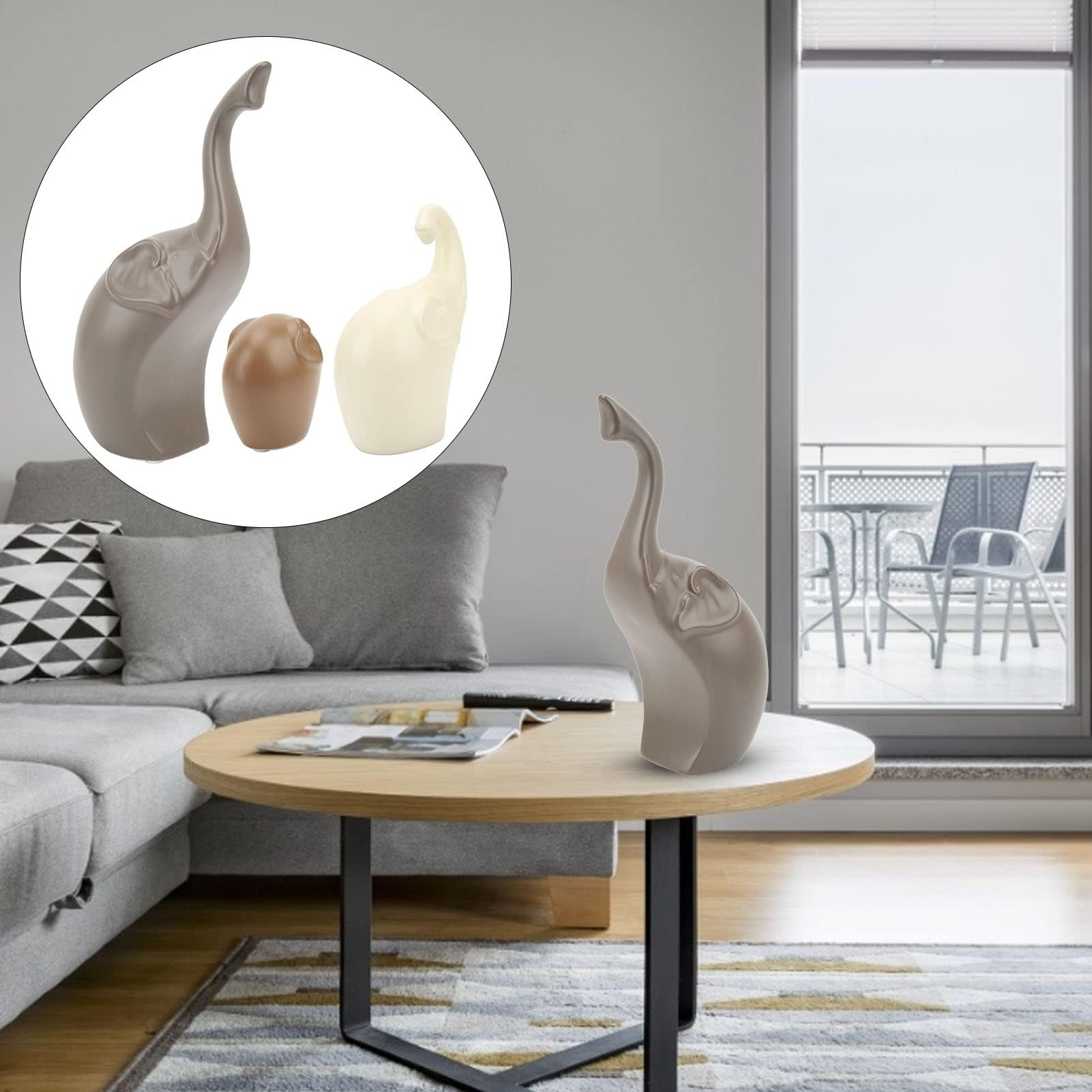 Sculture di Elefanti in Ceramica, Coppia di Elefanti Moderni per Ufficio e Libreria