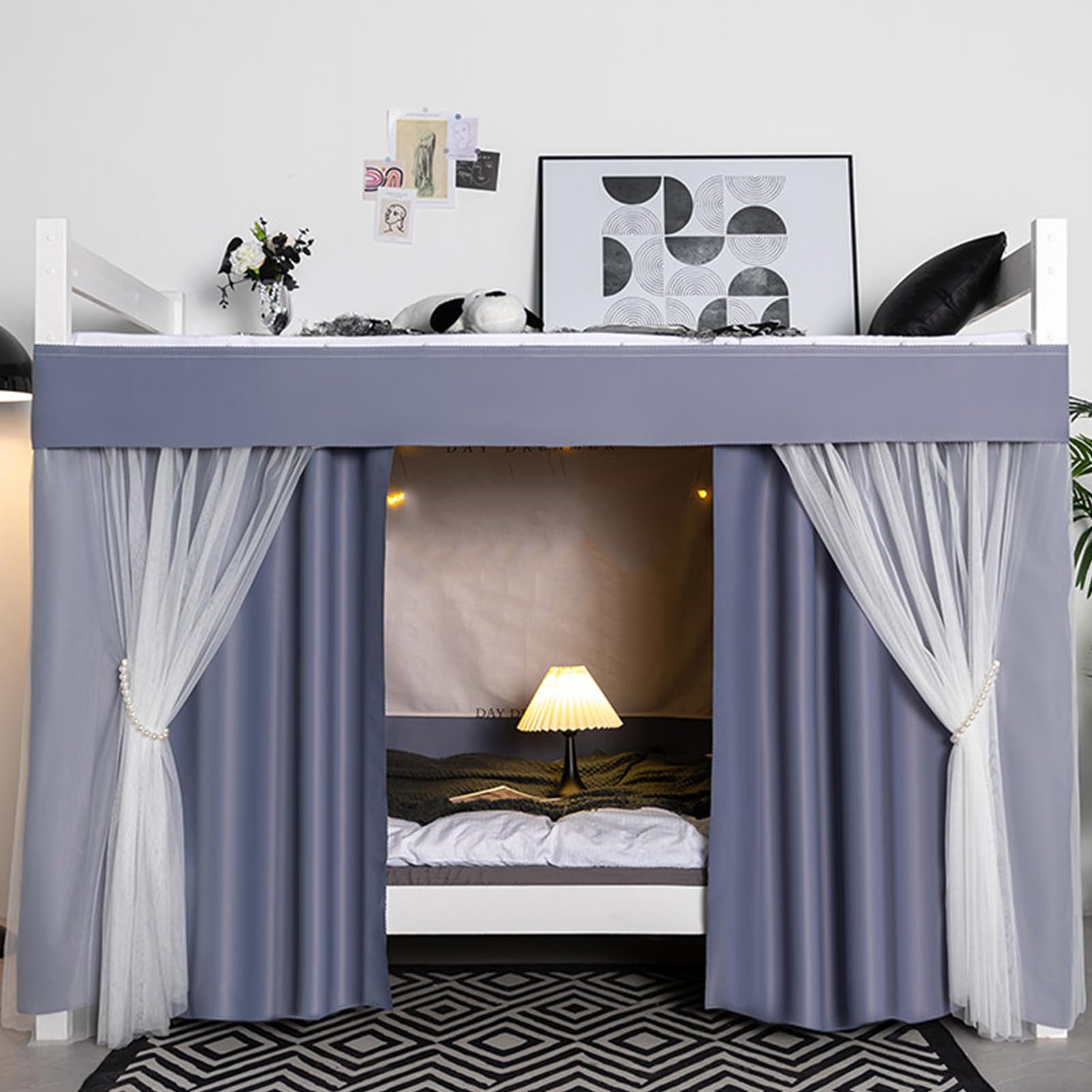 Cortinas carpa para cama antipolvo con dosel para litera de dormitorio moderno