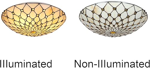 Miniatura 7 de ARTZONE Tiffany - Lámpara de techo empotrada de 3 luces de 16 pulgadas con vitrales para dormitorio, sala de estar, entrada, vestíbulo