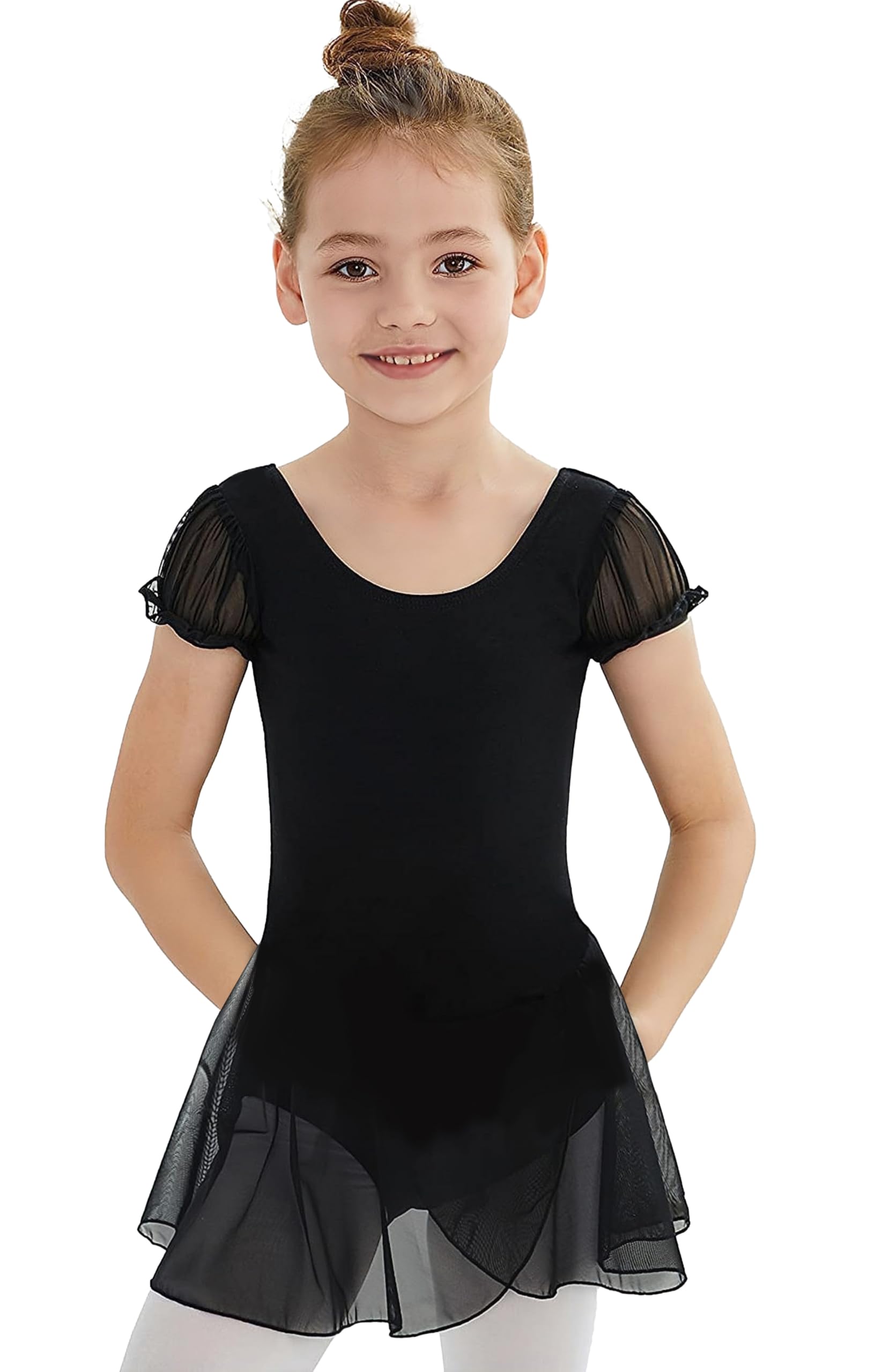 MdnMd Toddler Girls Ballet Dance Leotards Skirt Ballerina Ballet Outfit Dresses Camisole Puff Sleeve