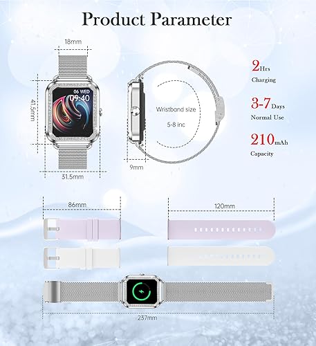 Miniatura 7 de Reloj inteligente con pantalla táctil de 1.6 pulgadas para mujer (respuestahacer llamadas), rastreadores de actividad y relojes inteligentes con