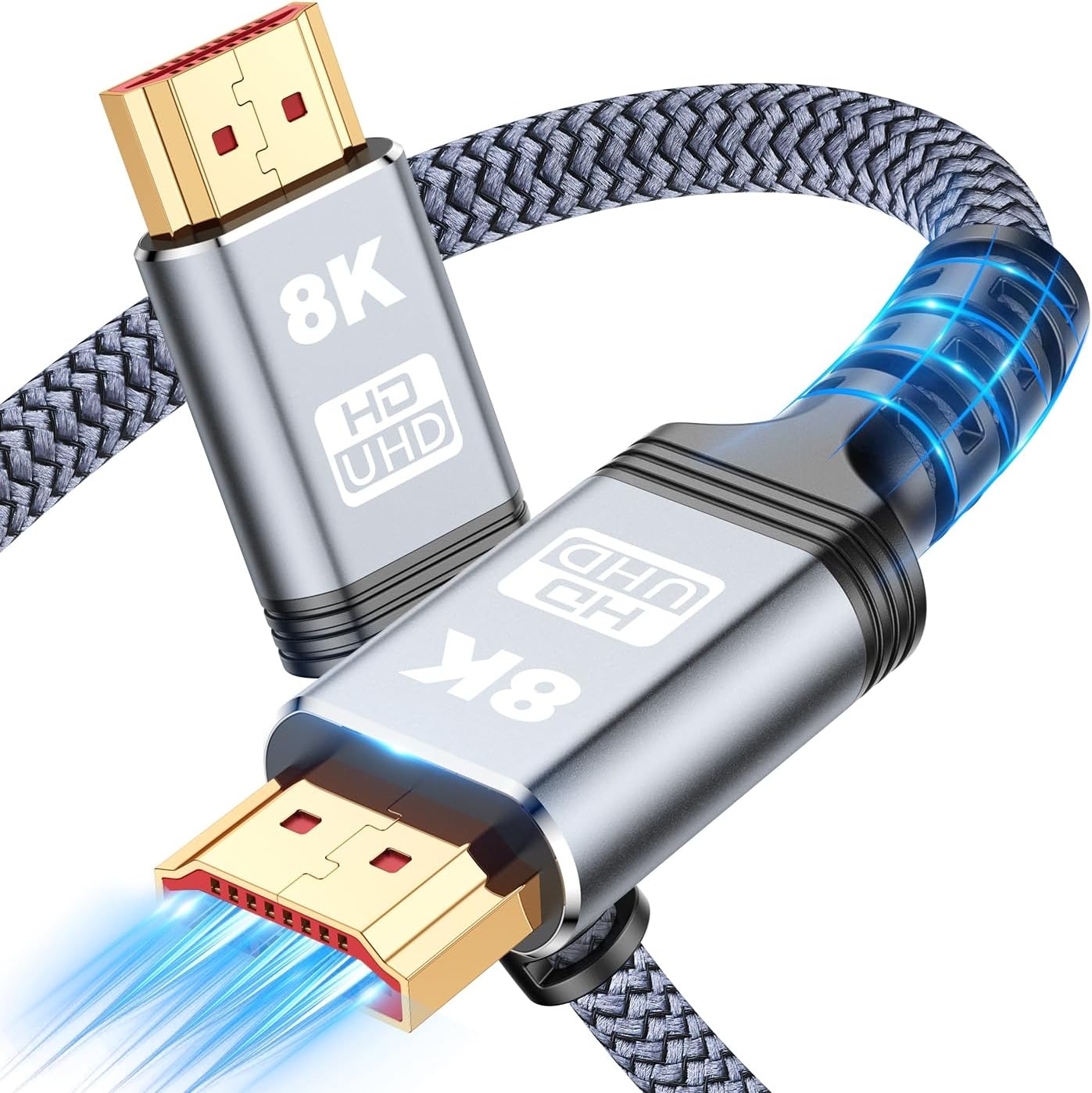 8K 10K 4K HDMI Cable 48Gbps 5FT/1.5M, Certified Ultra High Speed HDMI Cable Braided Cord-4K@120Hz 8K@60Hz, DTS:X, HDCP 2.2 & 2.3, HDR 10 Compatible with Roku TV/PS5/HDTV/Blu-ray 5 Feet