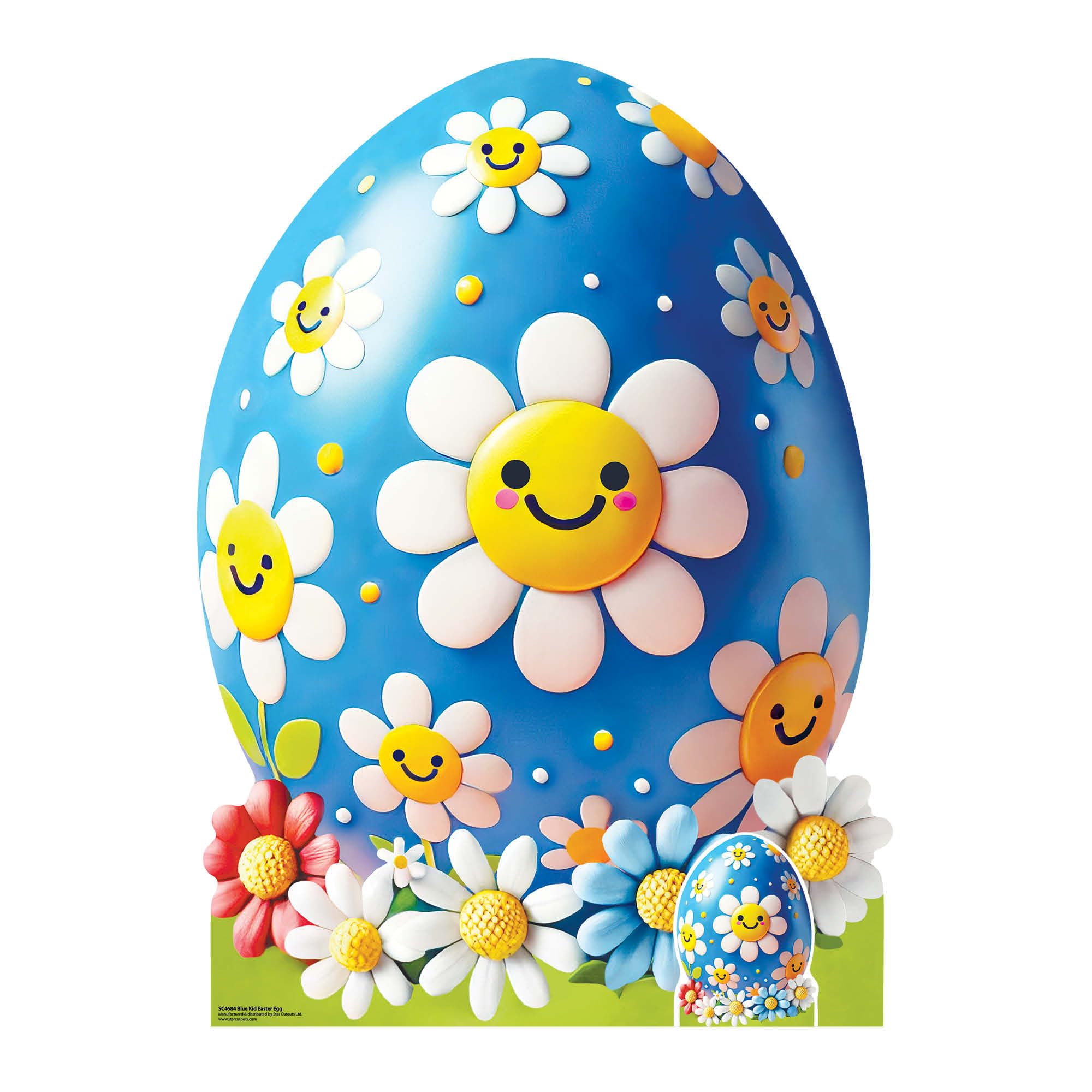 Star Cutouts SC4684 Blue & White Easter Egg Kids Cardboard Cutout 130cm – Easter Event Decoration, Family Celebration Display & Photo Prop