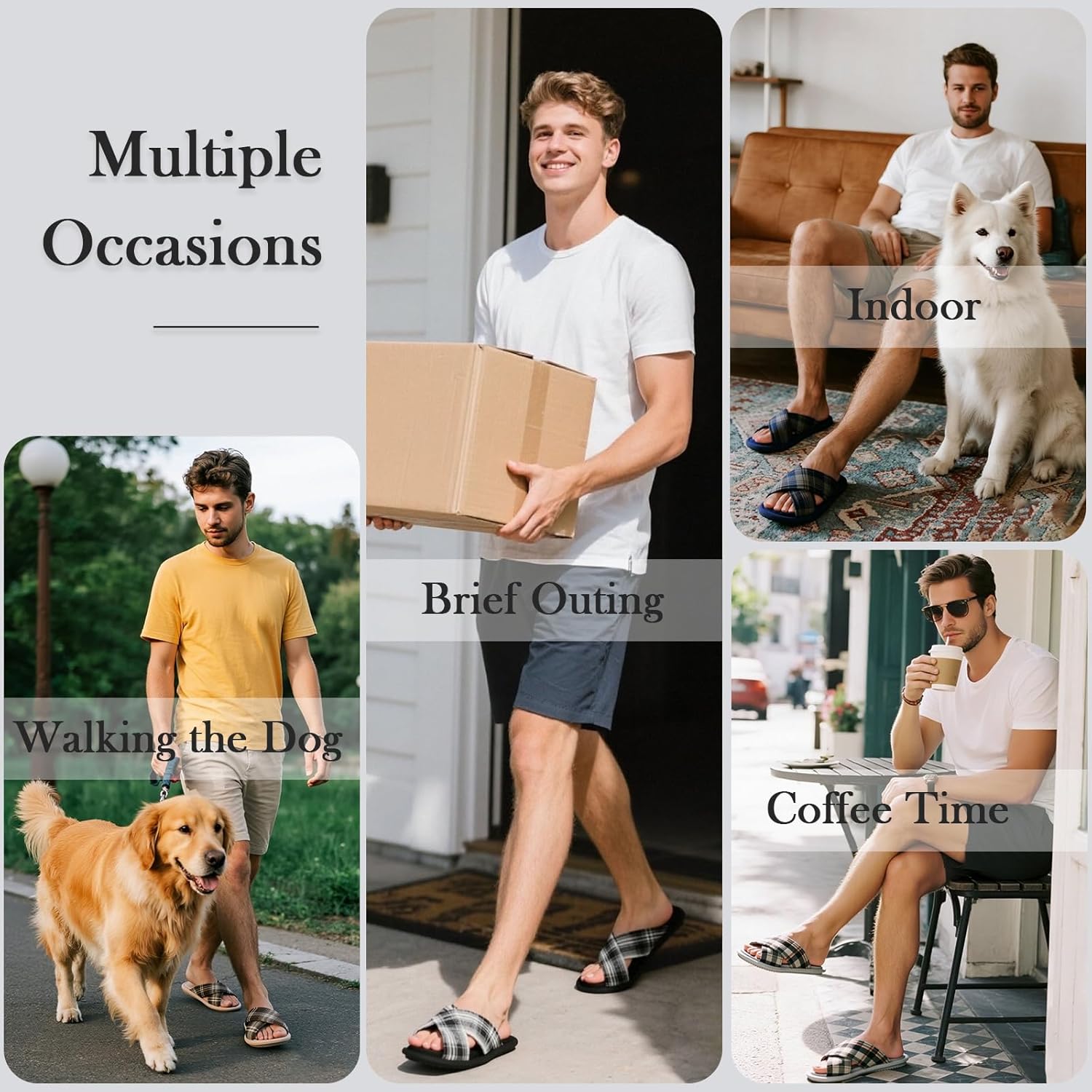 Mens Cozy Slippers Cross Band House Slippers with Memory Foam Soft Non-slip Indoor House Shoes Summer Breathable Slipper - Image 7