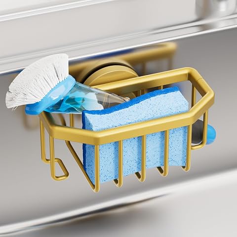 TAILI Sponge Holder for Kitchen Sink with Strong Suction Cup-Gold