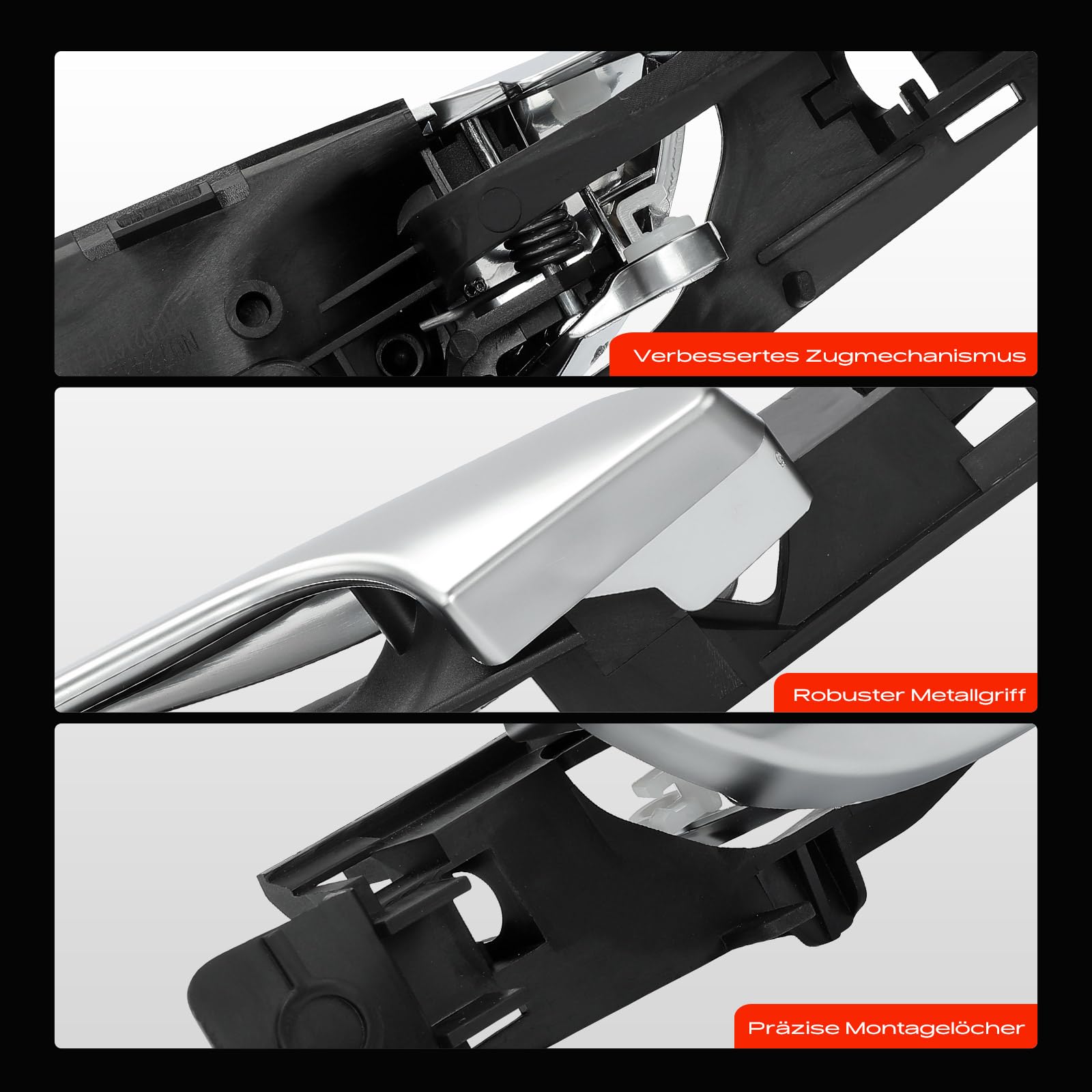 Frankberg 2x Maniglia della porta Interno Anteriore sinistro Destro Plastica cromata argento Compatibile con Giulietta 940 Compatto 2010-2016 Replace# 156092167
