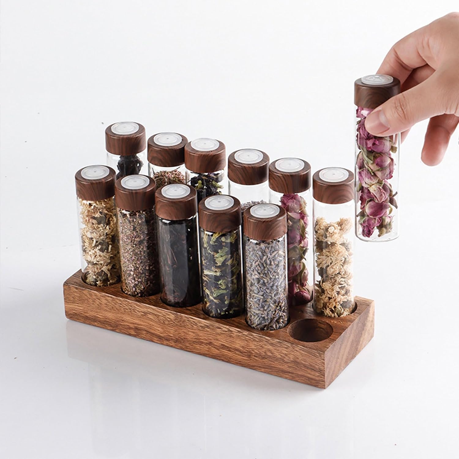 Intelligent Coffee Storage Jar Feature Sturdy Wood Base Coffee Accessories Set for Home Use Borosilicate Glass Canister