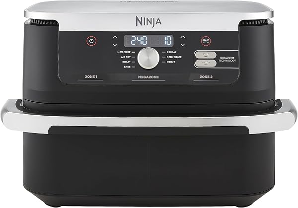NINJA Foodi FlexDrawer Air Fryer 2 Compartiments Avec Séparateur Amovible, Grande Capacité 10.4L, Air Fryer 7-en-1, Max 240°C, Pièces Antiadhésives Amovibles Lavables Au Lave-Vaisselle, Noir - 1
