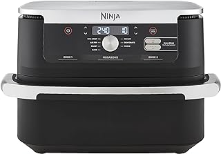 NINJA Foodi FlexDrawer Air Fryer 2 Compartiments Avec Séparateur Amovible, Grande Capacité 10.4L, Air Fryer 7-en-1, Max 240°C, Pièces Antiadhésives Amovibles Lavables Au Lave-Vaisselle, Noir