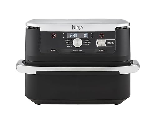Ninja Foodi FlexDrawer Dual Zone Heißluftfritteuse, Air Fryer mit 10,4-Fach und Herausnehmbarem Trenner, Antihaftbeschichtung, Spülmaschinenfester Korb, 7-in-1, Schwarz AF500EU
