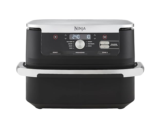 Ninja Foodi FlexDrawer Air Fryer, Dual Zone with Removable Divider, Large 10.4L Drawer, 7-in-1, Air-Fryer Uses No Oil, Air Fry, Roast, Bake, Max Crisp, Non-Stick Dishwasher Safe Parts, Black AF500UK - 10.4L - Flex Drawer - Black/Silver
