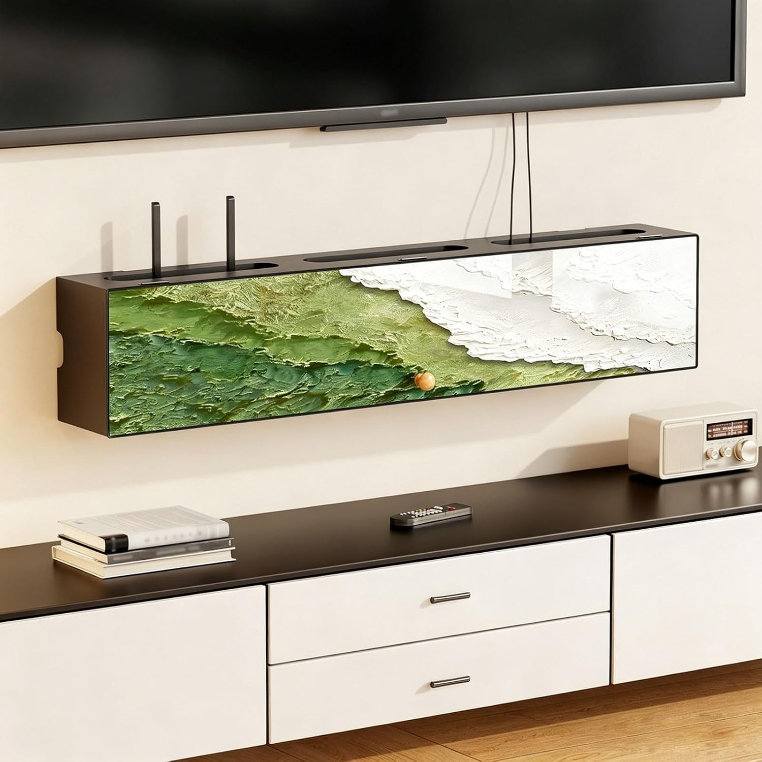 Router Storage Box, WiFi Router Storage Box, Router Box Hider, Invisible Storage Multi-Layer, for Bedroom Living Room(Green,102cm/40.2in)