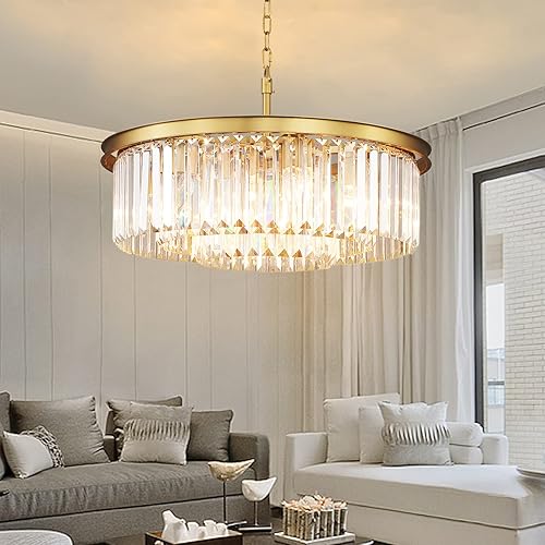 Lt-vt Candelabro de cristal moderno dorado para iluminación de ramas de árbol, comedor, gota de lluvia, lámpara colgante colgante (8 luces, 36