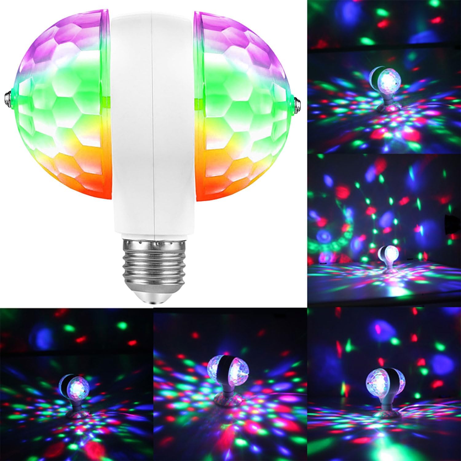 Disco Lights Colorful Rotating Magic Ball Lights, AC85-265V E26/E27 RGB LED Stage DJ Light Multi-Colored Fun Lamp for Dance Parties Birthday Karaoke Halloween Christmas (6 Pack)