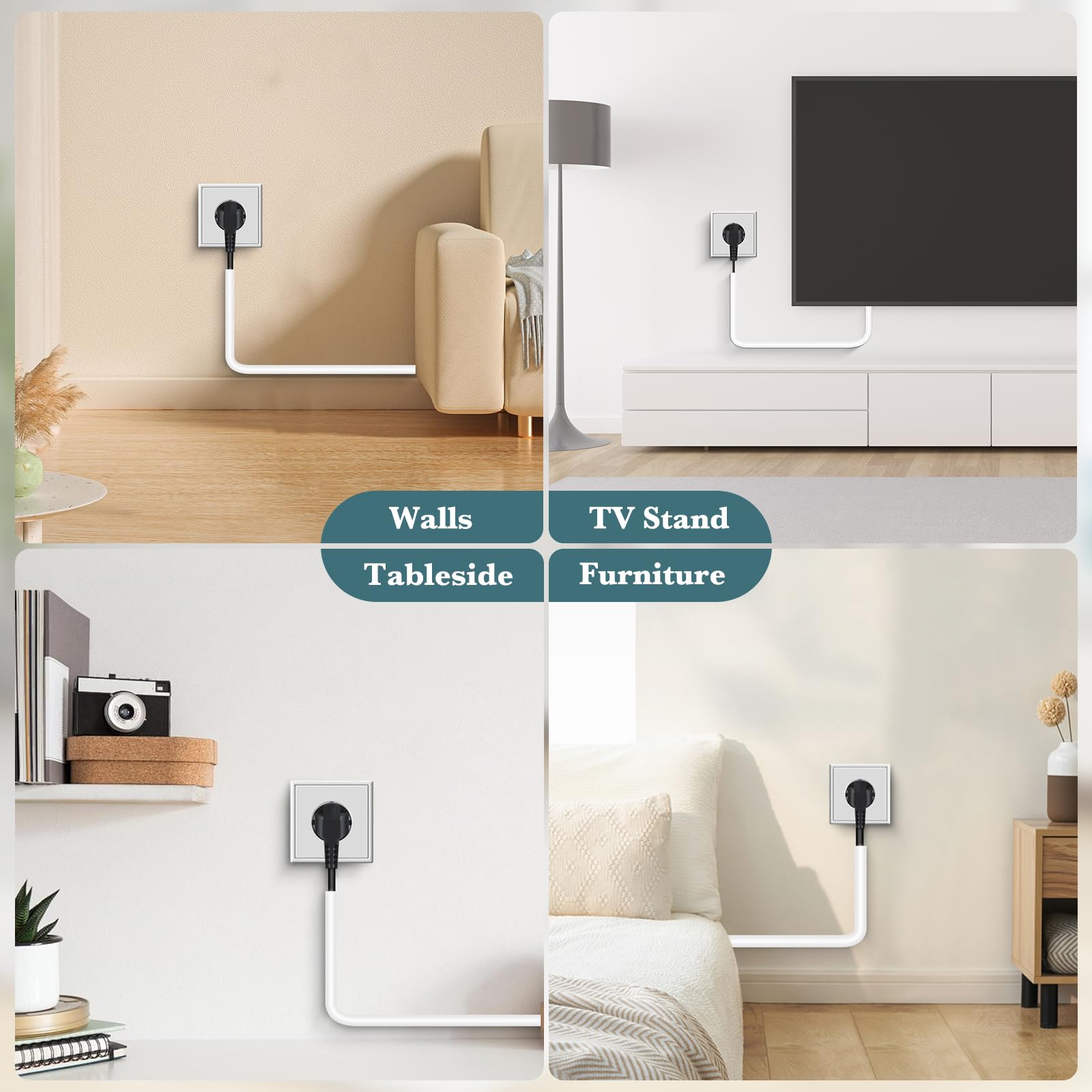 Canaleta para cables, cable de 6 m, autoadhesivo, para ocultar cables de alimentación en el hogar y la oficina