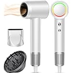 Hair Dryer, 160000 RPM Professional High-Speed Blow Dryer 500 Millions Negative Ionic Care Hair Dryer for Fast Drying, Low Noise Thermo-Control Hairdryer, Travel with Magnetic Diffuser & Nozzle, White