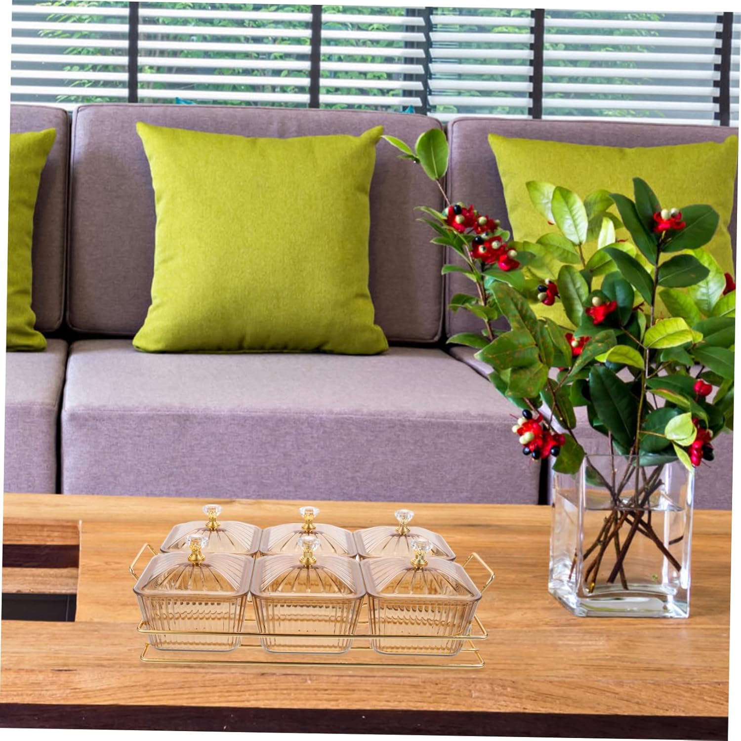 Multi-section Snack Dish Serving Platter for Home Entertaining Colored Appetizer Tray with Cover for Parties Weddings and Gatherings