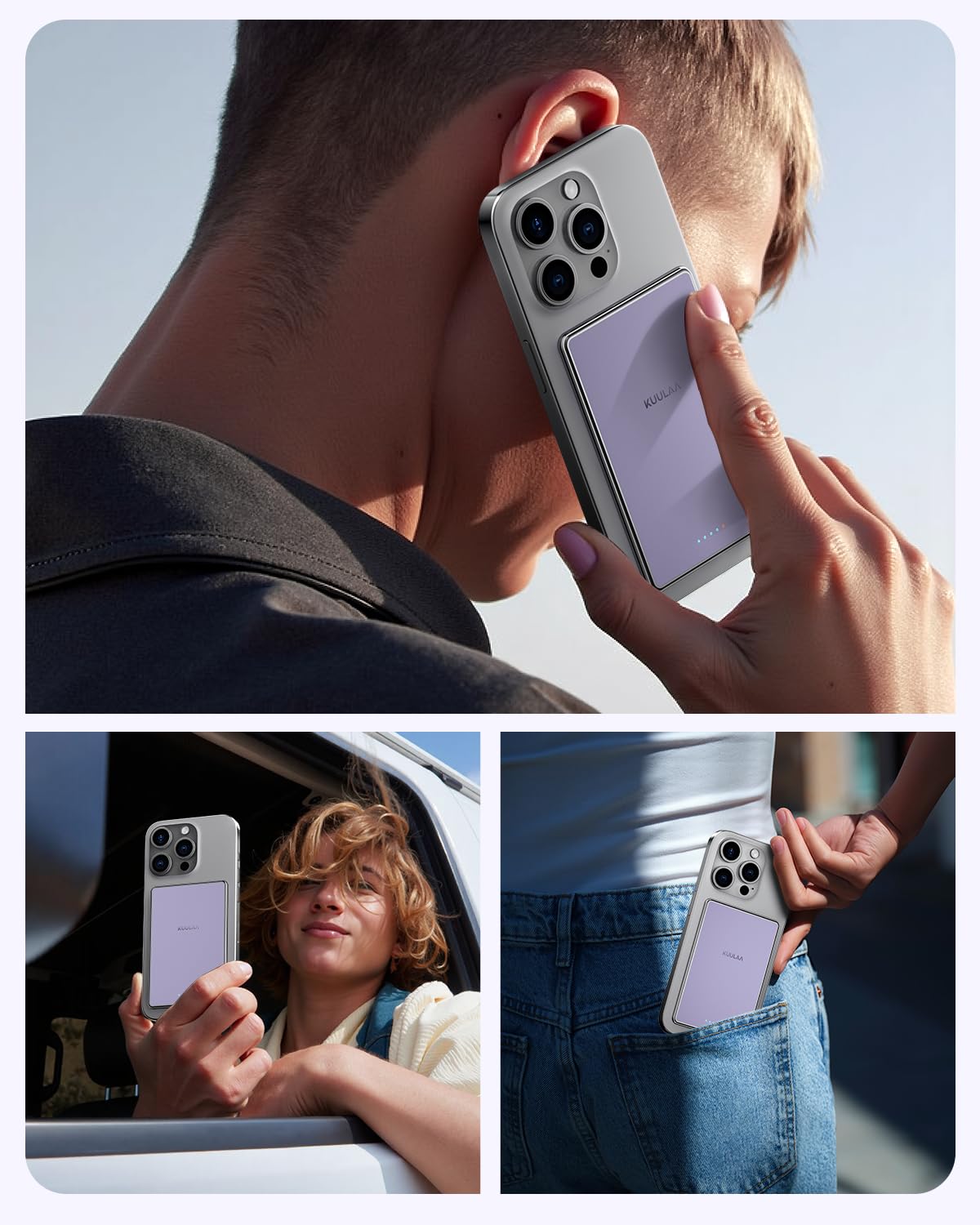 Kuulaa PowerBank ultra sottile, 5000 mAh, MagSafe PowerBank con potenza di uscita di tipo C 20 W, funzione di ricarica rapida, 7,2 mm di spessore, mini power bank per iPhone16 Pro Max/15 Pro/15/14/13