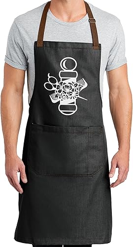 TEEAMORE Delantal de peluquero Peluqueros Hombres Estilista Salón Delantales Dos Grandes Bolsillos Aseo Barbería.