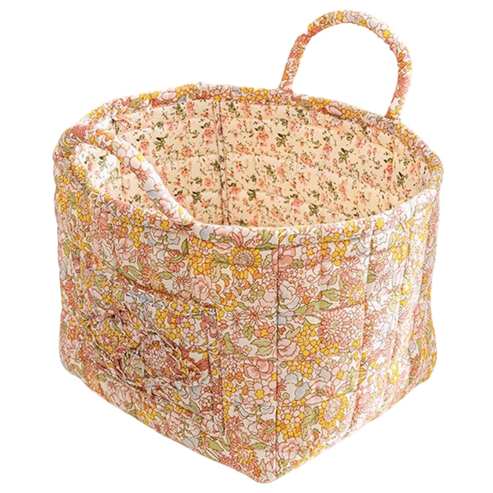 SUBLXPoten Foldable Floral Organizer Bin Boho Fabric Storage Basket Large Capacity Quilted Laundry Hampers Collapsible Dirty Clothes Underwear Sorting Baskets