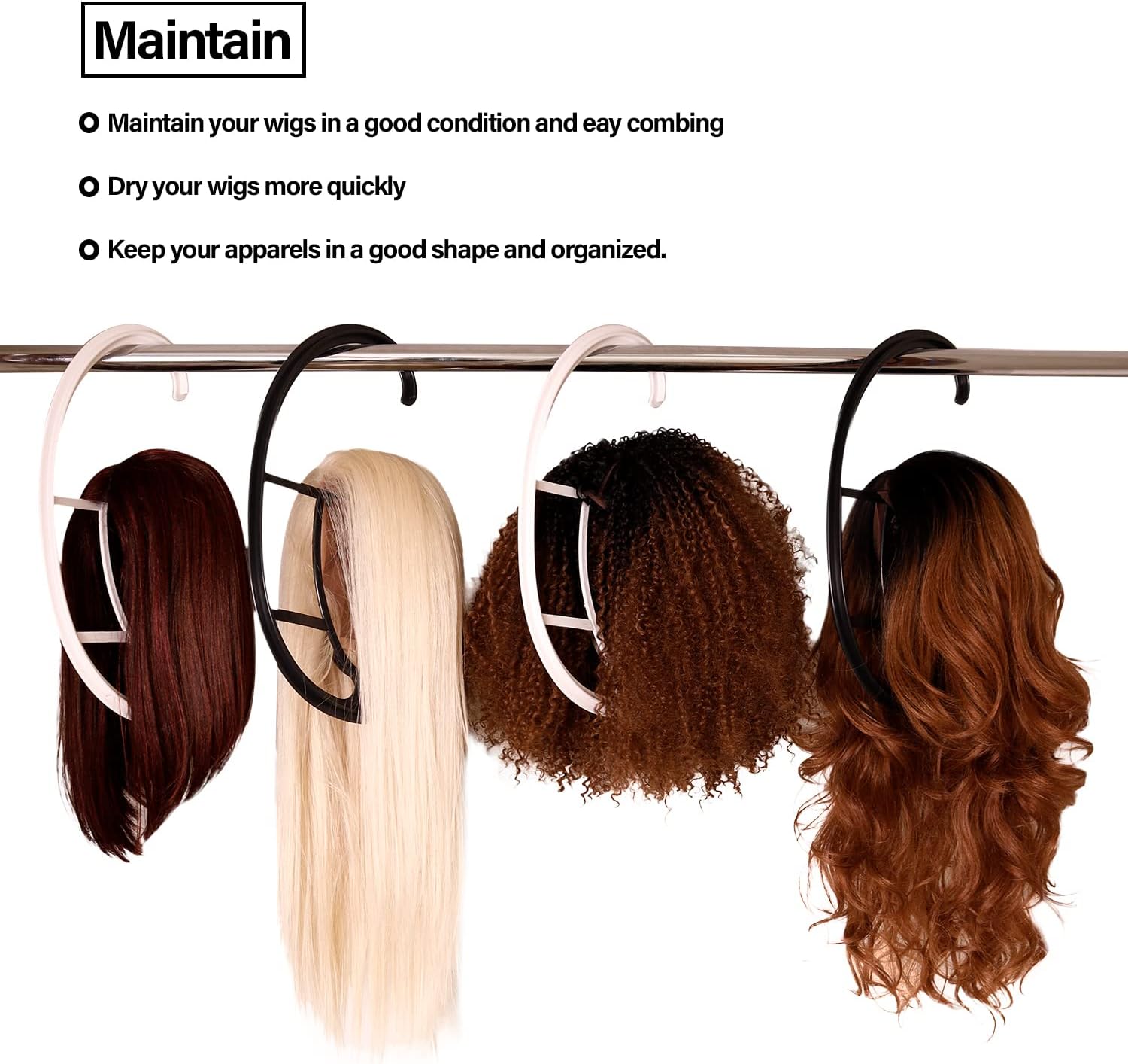 STUDIO LIMITED (6 Packs) Portable Wig Hanger for all wigs and hats with Durable Wig Stand Tool Holder (White)