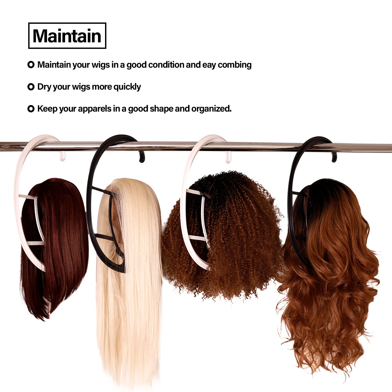 STUDIO LIMITED (3 Packs Portable Wig and Hat Hanger with Durable Stand and Tool Holder (Black)