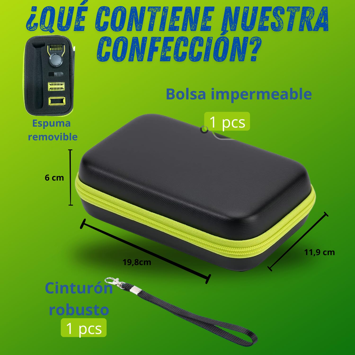 Peine auténtico para Cuchillas One Blade QP2520, QP2530, QP2620, QP2630, QP27xx, QP28xx, con Protector de Piel, Peine Cuerpo, Cepillo (Estuche + Peine de 14 Posiciones)