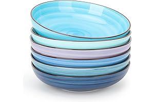 KitchenTour Ceramic Pasta Bowls for Large Pasta Dishes and Salads - (8...