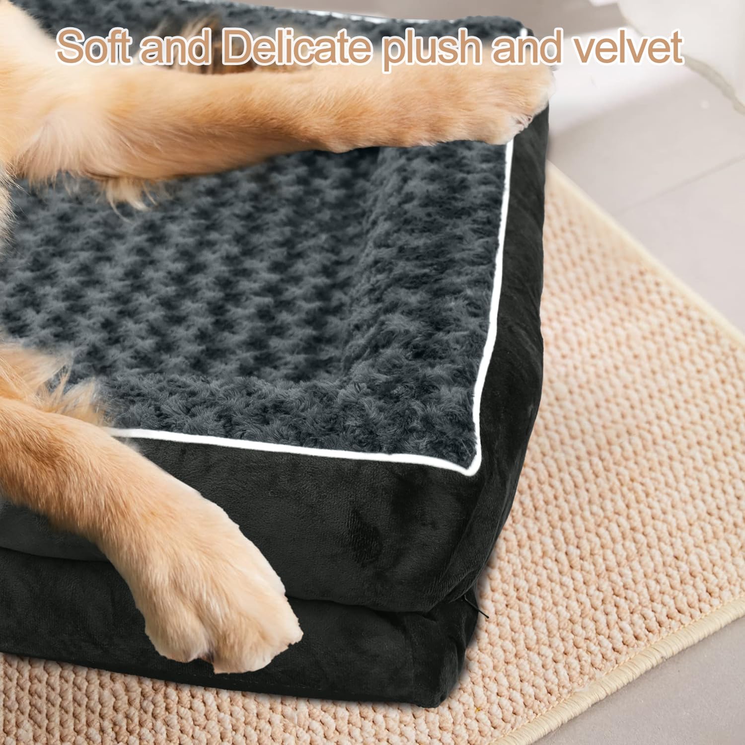 FERPOSH Cama ortopédica para perros grandes, sofá cama para perros grandes, medianos y pequeños, de apoyo, con funda extraíble y lavable