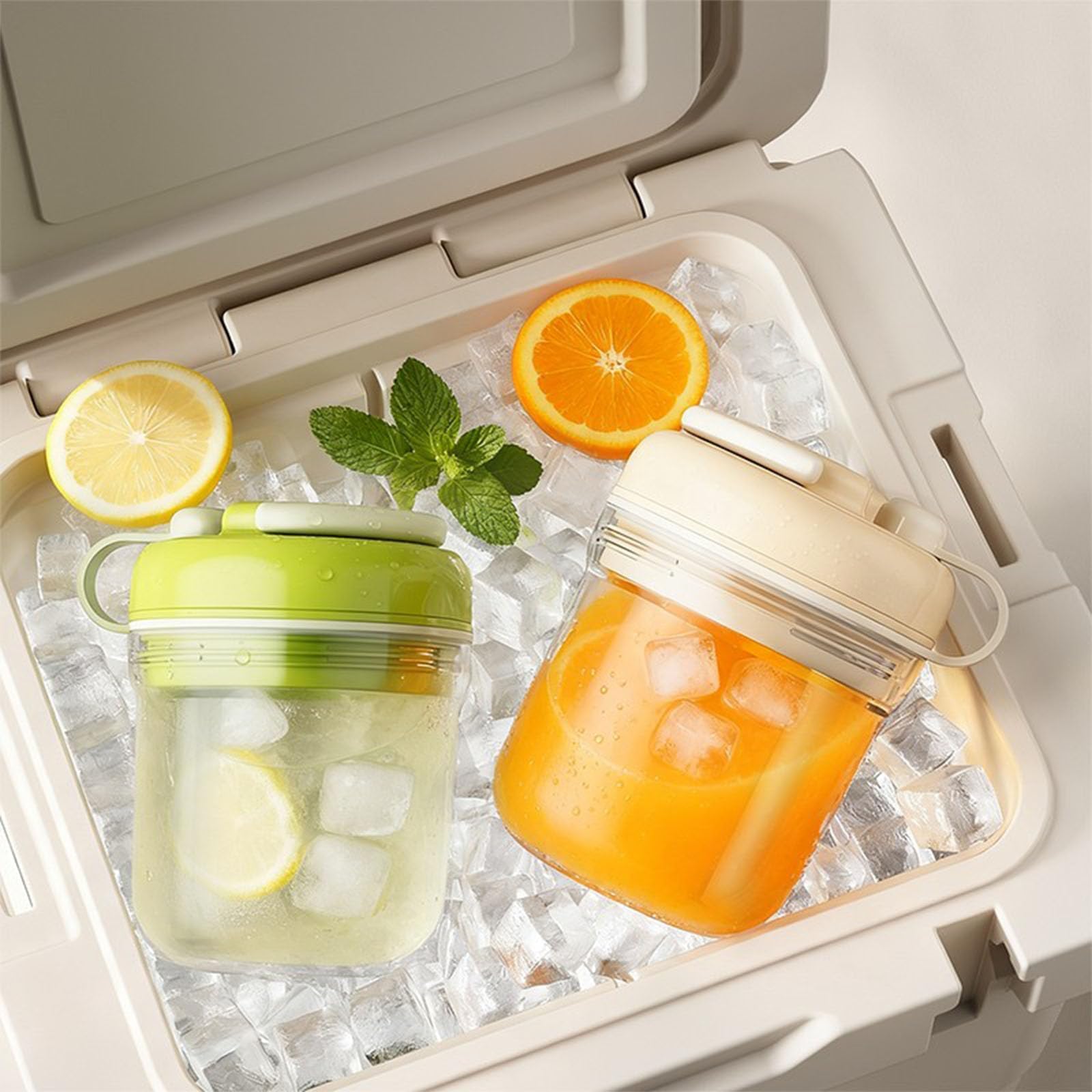 Máquina de hielo portátil 2 en 1, incluye una bandeja de hielo integrada con prensa, fácil de limpiar, ideal para café helado, cócteles, whisky y zumos de frutas (Green)
