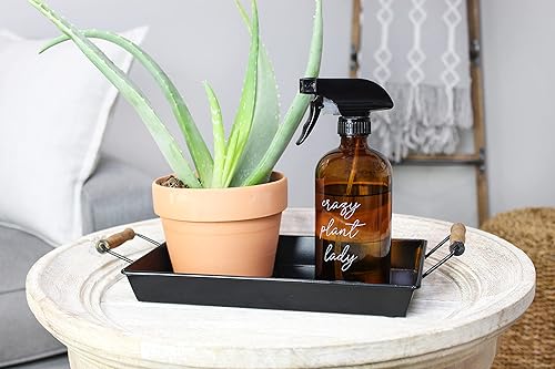 Miniatura 2 de AuldHome Design Bandejas rústicas esmaltadas (juego de 2, pequeñas y medianas, negras) bandejas rectangulares de decoración de granja con asas