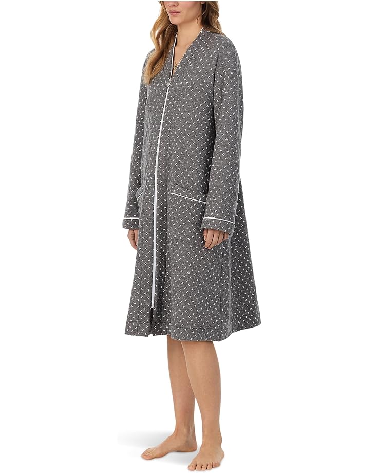 Eileen West Cotton Knit Long Sleeve Diamond Quilt Zip Robe - #2 of 4