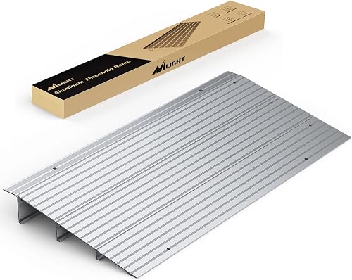 Nilight 3 Inch Aluminum Threshold Ramp for Doorways - 700 lb Capacity, Adjustable & Non-Slip Wheelchair Ramp