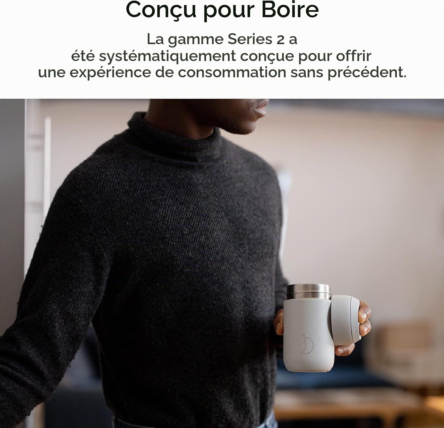Chilly's Serie 2 Tasse a Cafe Isotherme - Tasses avec Double parois & couvercles - sans BPA en Acier Inoxydable - Ombre - Moss, 340ml
