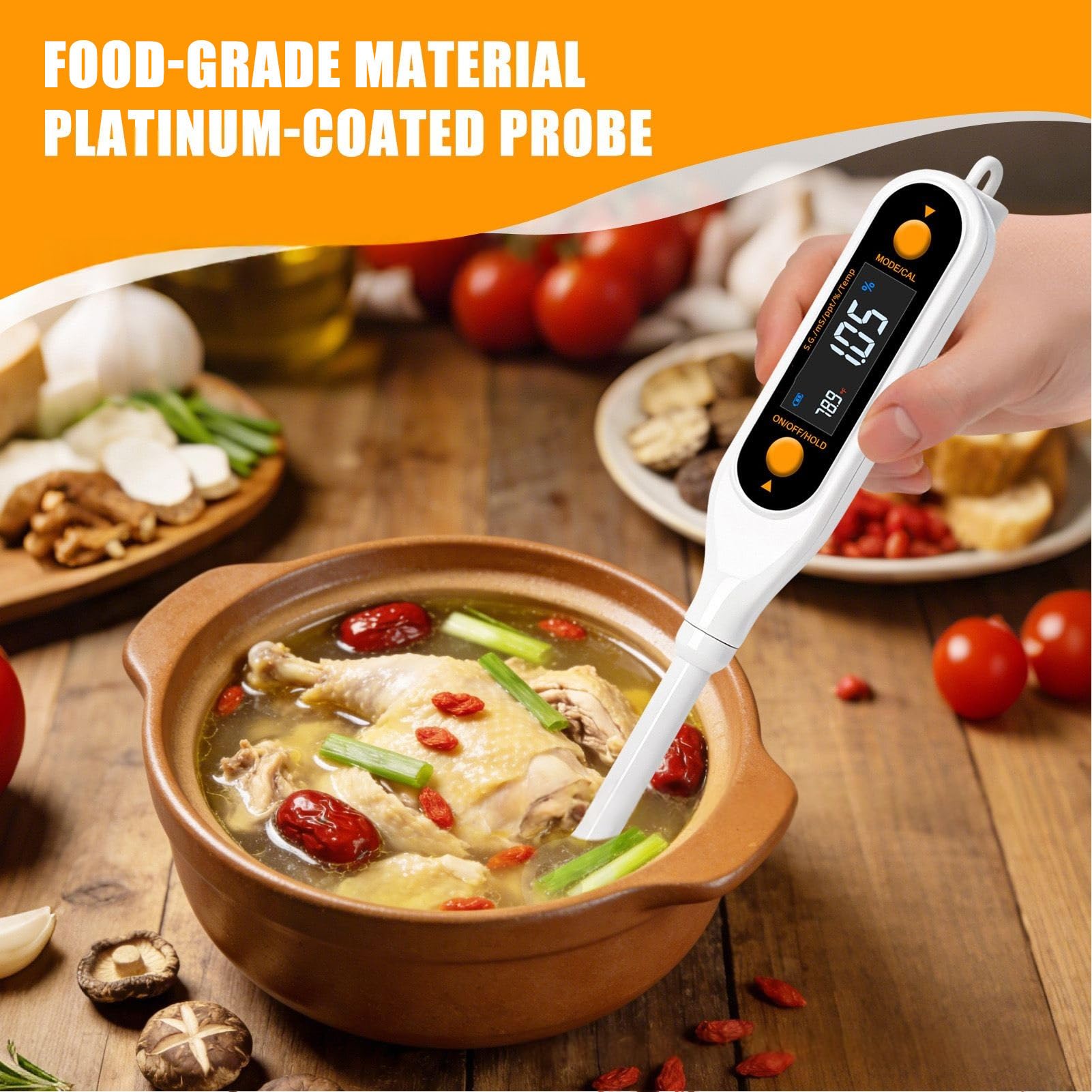 Fockety Misuratore di salinità Digitale per acquari marini, misuratore di salinità, PH, Temperatura, EC e TDS 5 in 1, analisi idrometro Digitale, Tester della qualità dell'Acqua