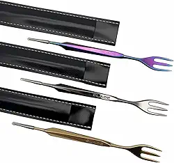 KKDUCK Conjunto De Garfo Tabaco 2 Em 1, Ferramentas Para Narguilé Com Organizador E Furador Papel Alumínio, Inclui Bolsa Couro Portátil Casa Viagem (Cores Variadas (3 Peças))